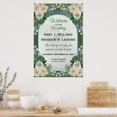 Belle affiche de bienvenue florale 24"x36" (verte) (Cuisine)