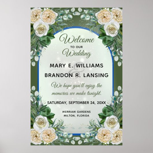 Belle affiche de bienvenue florale 24"x36" (verte) (Devant)