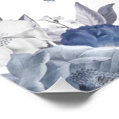 Belle Affiche de bienvenue Florale Bleue Quinceane (Coin)