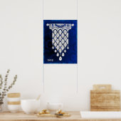 Belle affiche de bijoux Art Déco. (Bleu) (Cuisine)