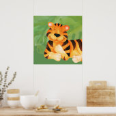 Belle affiche de carré tigre heureux (Cuisine)