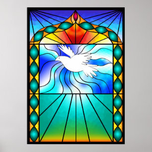 Belle affiche de la fenêtre de l'église Dove Stain
