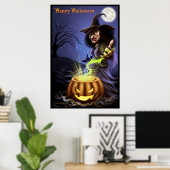 Belle affiche de la sorcière Halloween (Bureau à domicile)