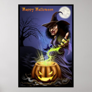 Belle affiche de la sorcière Halloween