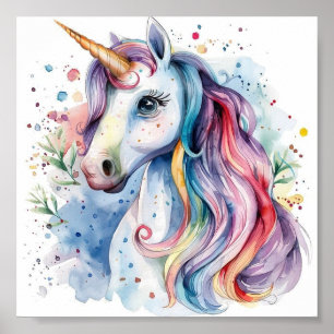 Belle affiche de licorne colorée