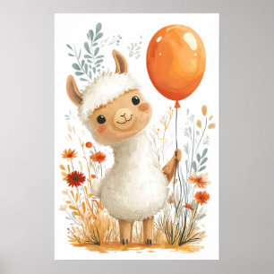 Belle affiche de Llama en caricature tenant un bal