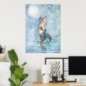 Belle affiche de mère et bébé sirène (Bureau à domicile)