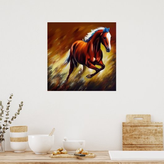 Belle affiche de peinture Cheval de course (Cuisine)