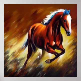 Belle affiche de peinture Cheval de course