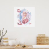 Belle affiche de sirène avec poissons (Cuisine)