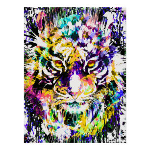 Belle affiche de tigre brillant - Tigre coloré