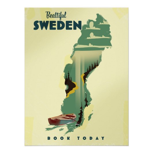 Belle affiche de voyage en Suède (Devant)