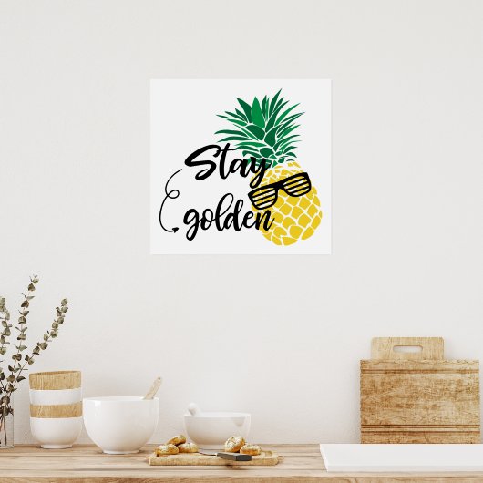 Belle affiche décorée maison de plage d'ananas (Cuisine)