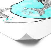 Belle affiche des dauphins Yin et Yang 8" x 10" (Coin)