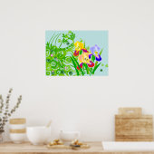 Belle affiche fleurie ou imprimer Fleurs Iris (Cuisine)