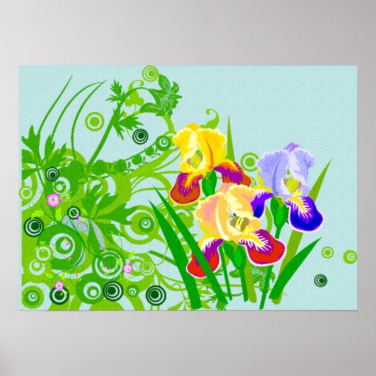 Belle affiche fleurie ou imprimer Fleurs Iris (Devant)