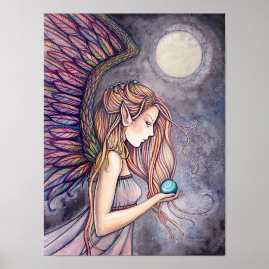 Belle Affiche Imprimée Ange Fée Aquarelle (Devant)