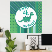 Belle affiche murale de dinosaure anniversaire. (Bureau à domicile)