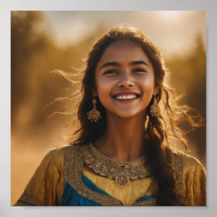 belle affiche murale de fille souriante