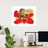 Belle affiche rétro de l'avion Valentine (Bureau à domicile)