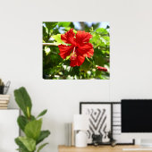 Belle affiche rouge Hawaiian Hibiscus Flower (Bureau à domicile)