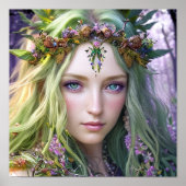 Belle affiche vert-blanc Haired Druid coloré (Devant)