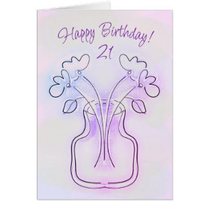 Belle Âge Spécifique Art Floral Carte Anniversaire