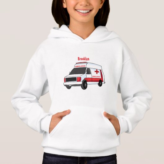 Belle ambulance rouge caricature van (Devant)