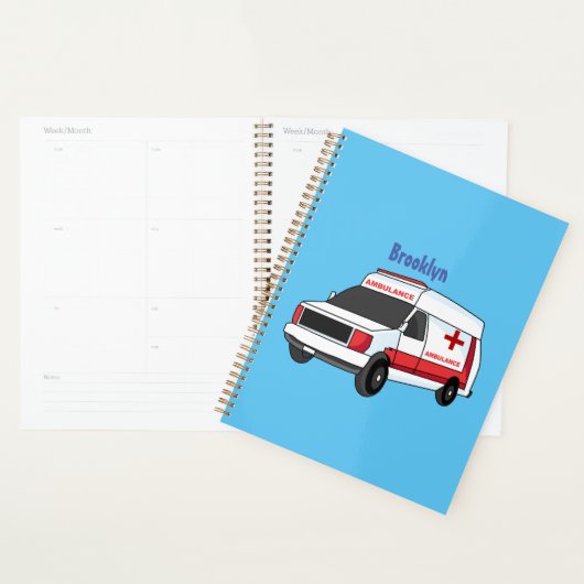 Belle ambulance rouge caricature van (Devant avec enveloppe)