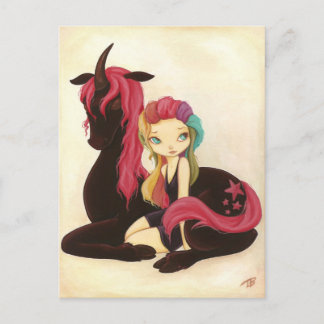 Belle and Night - fantasy rainbow gothic unicorn Briefkaart