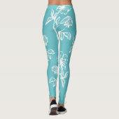 Belle Aqua Blue Leggings Floraux (Dos)