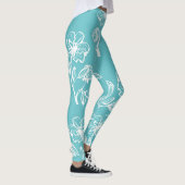 Belle Aqua Blue Leggings Floraux (Droite)