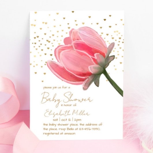 Belle Aquarelle Baby shower Fleur Invitation