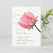 Belle Aquarelle Baby shower Fleur Invitation (Debout devant)