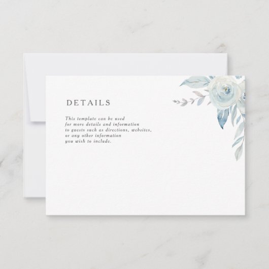 belle aquarelle bleu foncé carte de détails mariag (Devant)