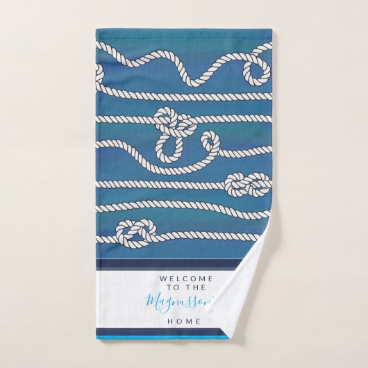 Belle aquarelle bleu vert blanc noeuds personnalis (Serviette à main)