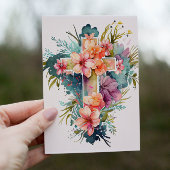 Belle aquarelle Christian Cross Carte de vacances