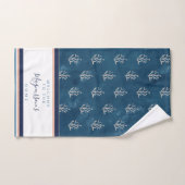 Belle aquarelle corail sur batik bleu personnalisé (Serviette à main)