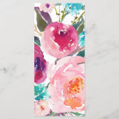 Belle aquarelle Floral Moderne Mariage Menu (Dos)