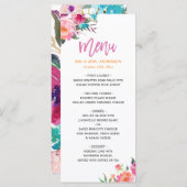 Belle aquarelle Floral Moderne Mariage Menu (Devant / Derrière)