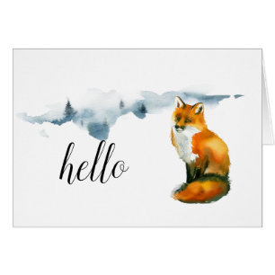 Belle Aquarelle Fox Art Customisée Carte Note