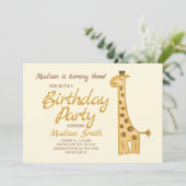 Belle Aquarelle Giraffe Invitation Anniversaire (Debout devant)