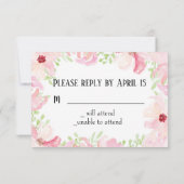 Belle aquarelle moderne Anémone Flower RSVP (Dos)