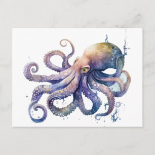 Belle aquarelle Octopus Carte postale