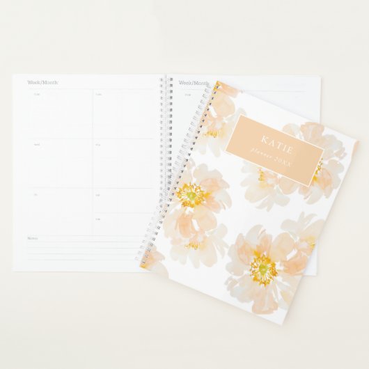 Belle aquarelle peony fleoms planner (Devant avec enveloppe)