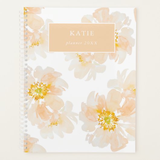 Belle aquarelle peony fleoms planner (Devant)
