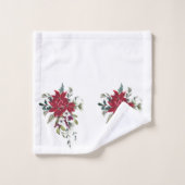 Belle Aquarelle Poinsettia Fleur Rouge (Gant de toilette)