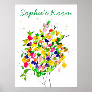 Belle aquarelle poster de chambre fille