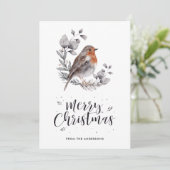 Belle aquarelle Robin Oiseau Neige Cartes de Noël (Debout devant)