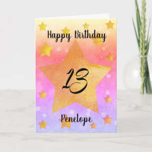 Belle aquarelle Stars 13e carte d'anniversaire